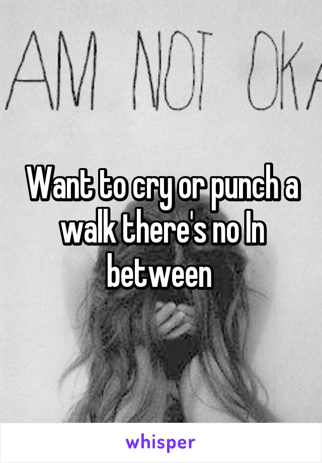 Want to cry or punch a walk there's no In between 