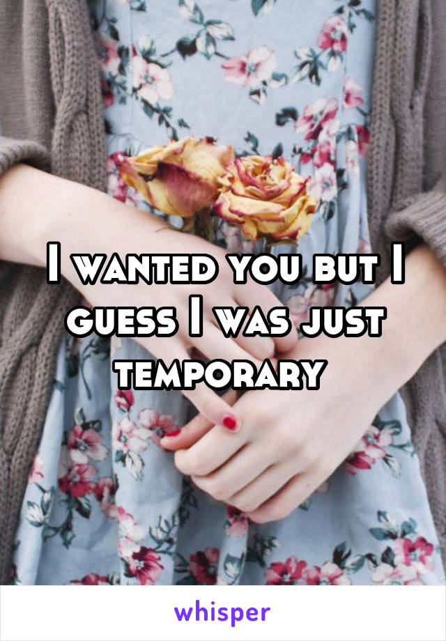 I wanted you but I guess I was just temporary 