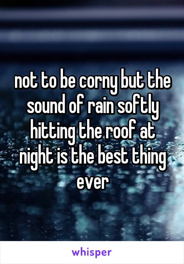 not to be corny but the sound of rain softly hitting the roof at night is the best thing ever