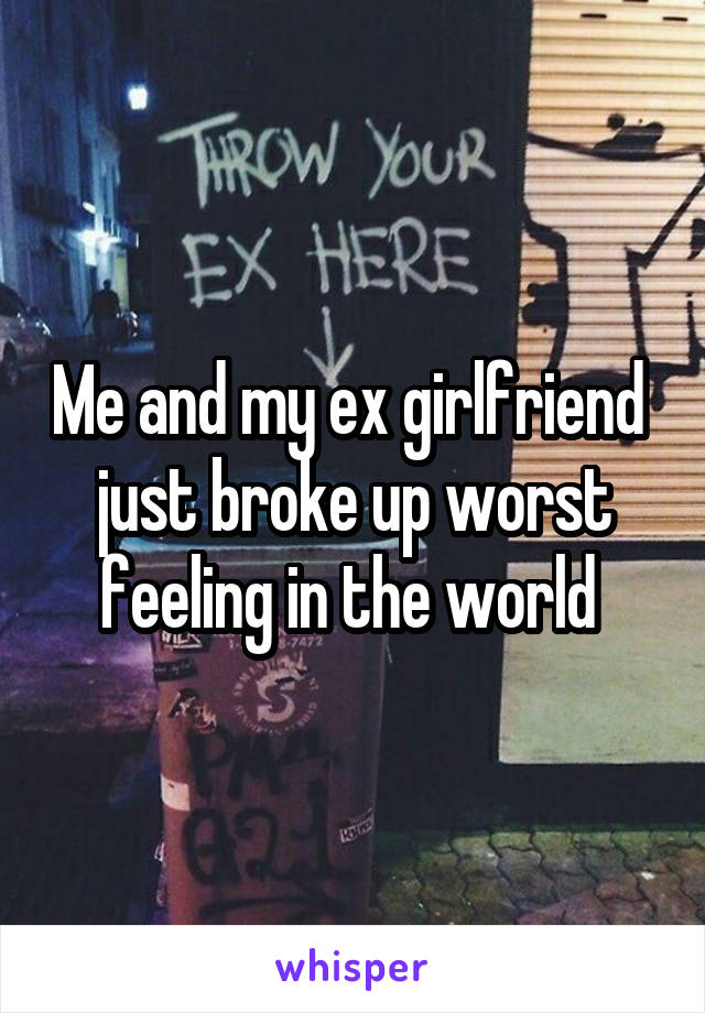 Me and my ex girlfriend  just broke up worst feeling in the world 