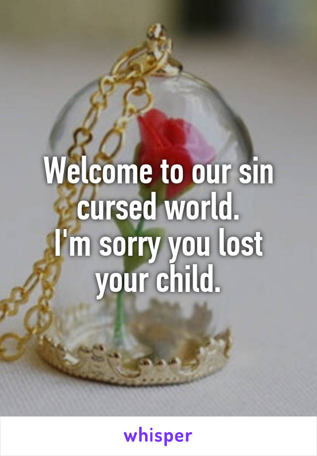 Welcome to our sin cursed world.
I'm sorry you lost your child.