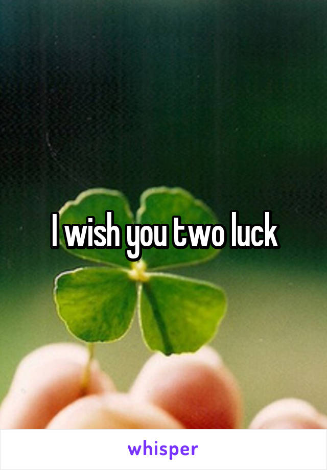 I wish you two luck