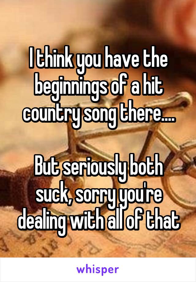 I think you have the beginnings of a hit country song there....

But seriously both suck, sorry you're dealing with all of that