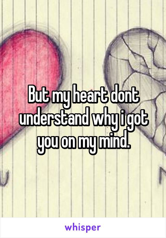 But my heart dont understand why i got you on my mind.