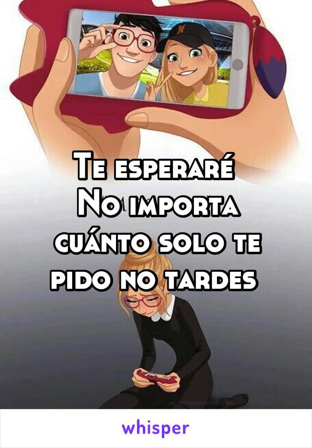 Te esperaré 
No importa cuánto solo te pido no tardes 