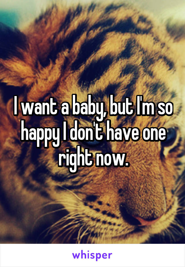 I want a baby, but I'm so happy I don't have one right now.