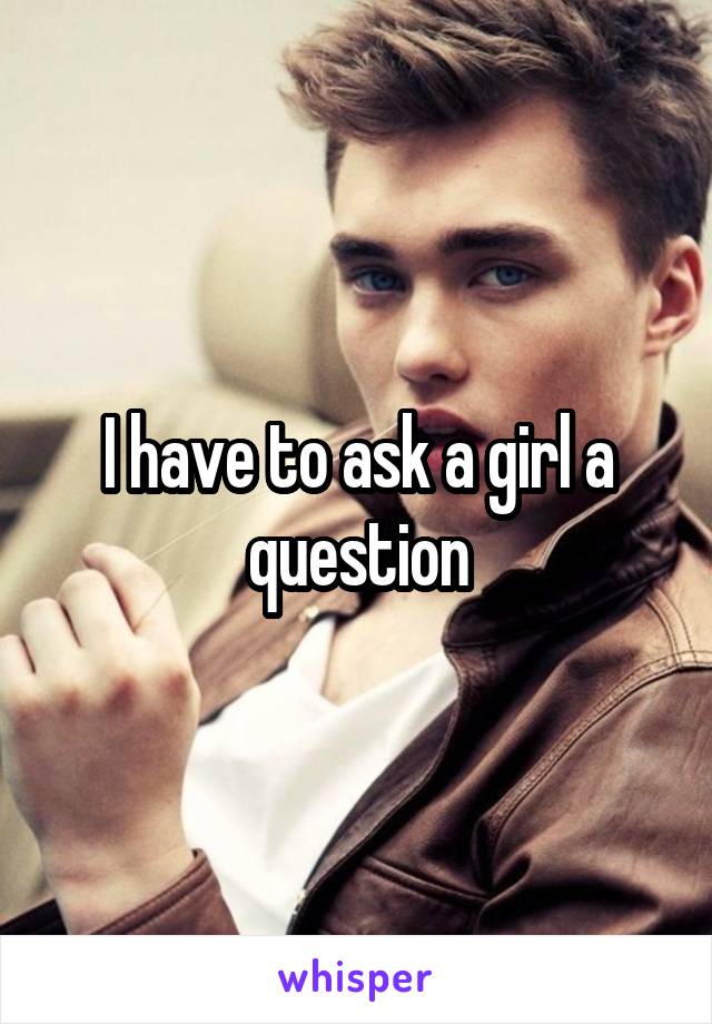 I have to ask a girl a question