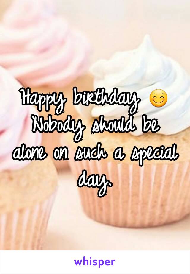 Happy birthday 😊
Nobody should be alone on such a special day.