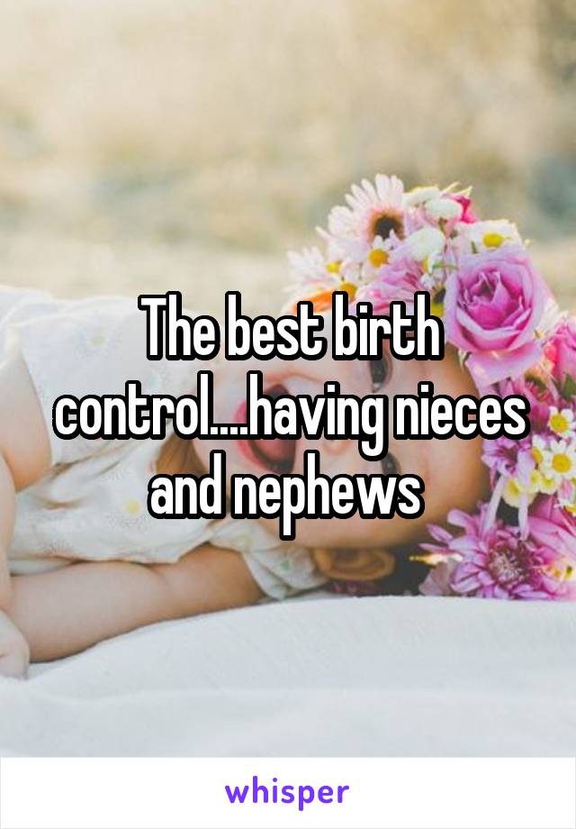 The best birth control....having nieces and nephews 