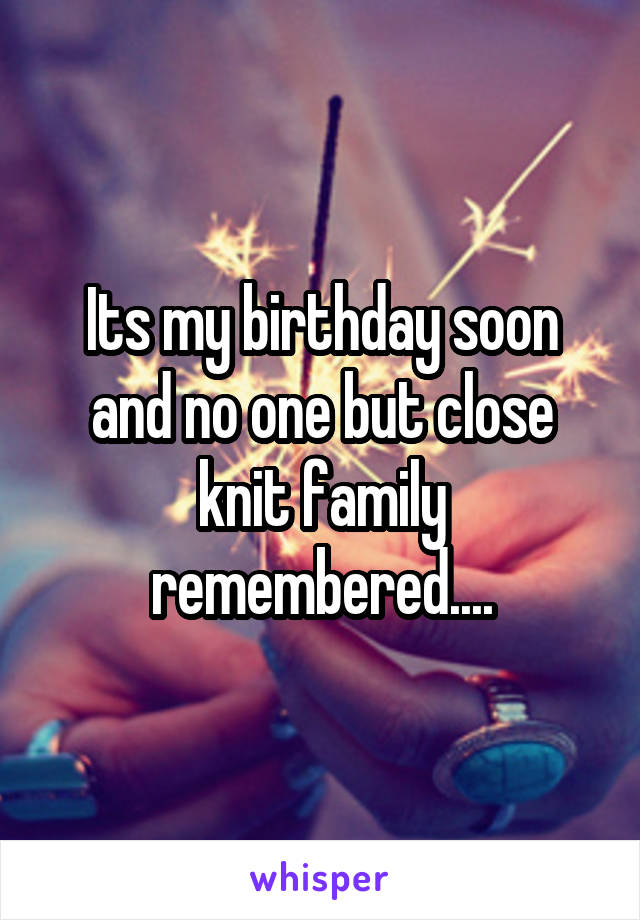 Its my birthday soon and no one but close knit family remembered....