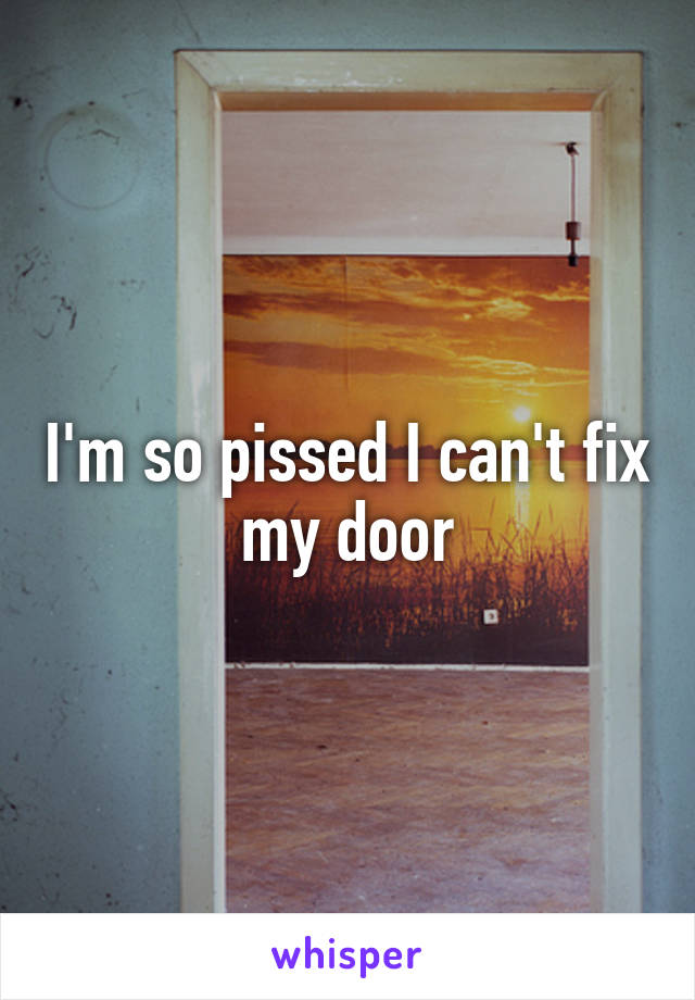 I'm so pissed I can't fix my door