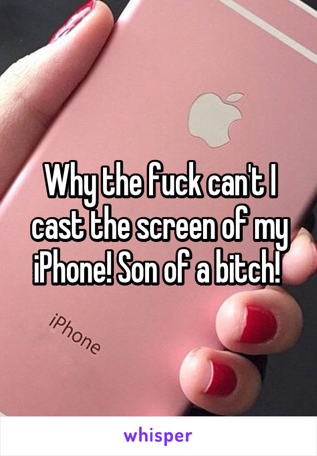 Why the fuck can't I cast the screen of my iPhone! Son of a bitch! 