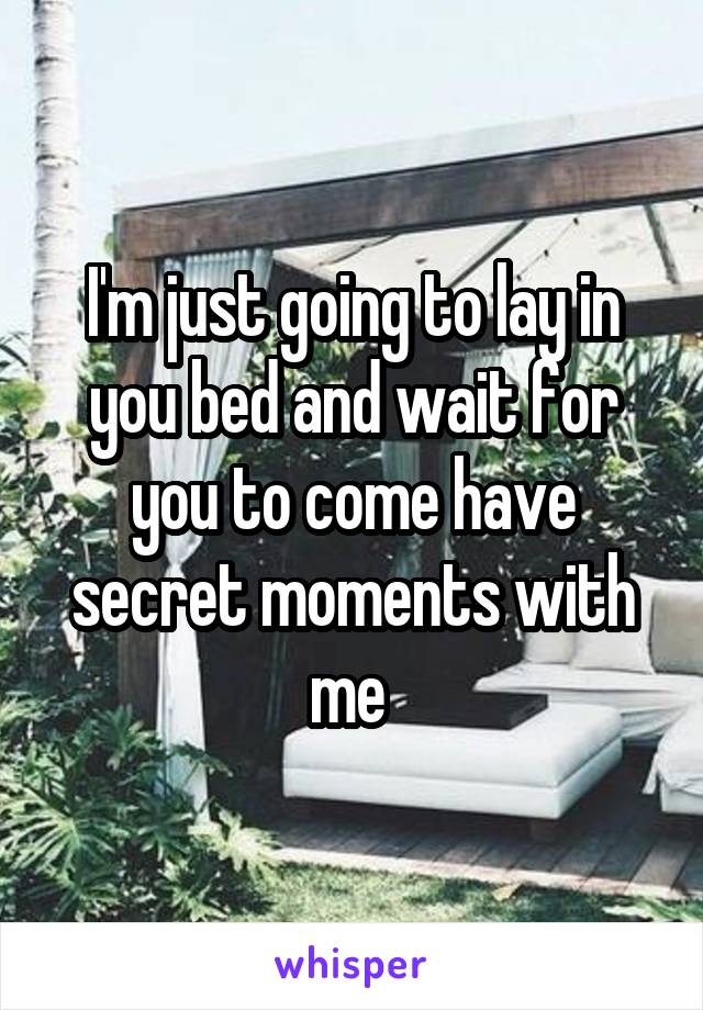 I'm just going to lay in you bed and wait for you to come have secret moments with me 