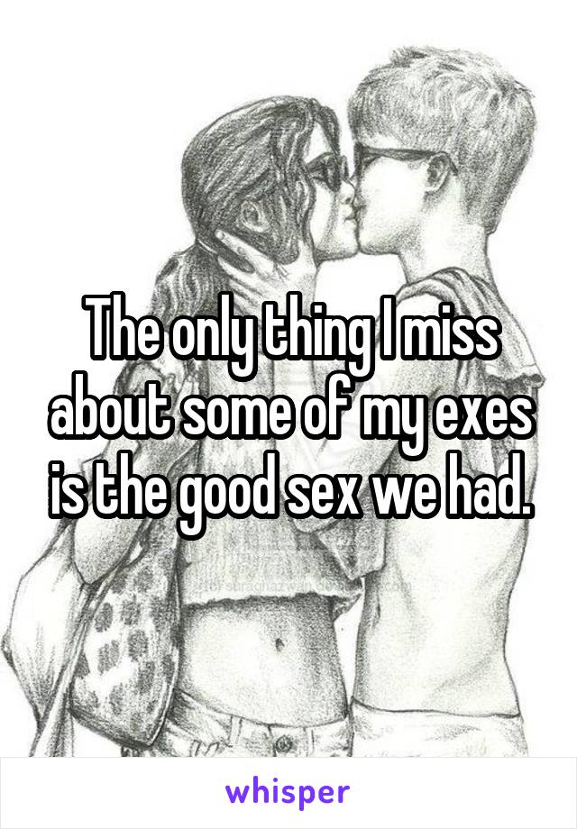 The only thing I miss about some of my exes is the good sex we had.