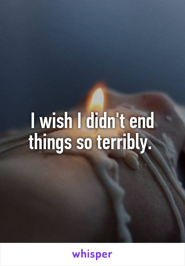 I wish I didn't end things so terribly. 