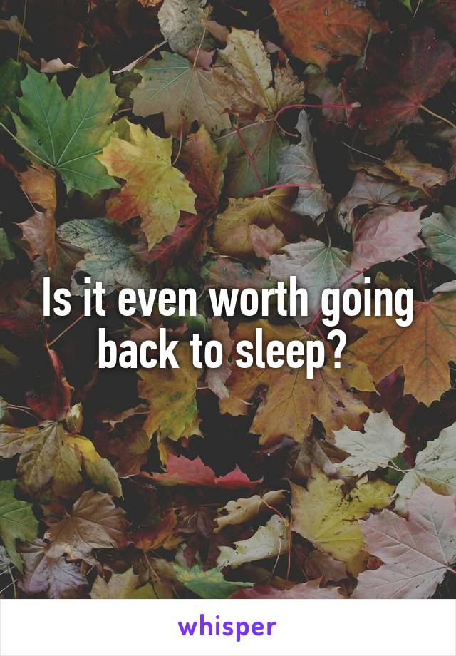 Is it even worth going back to sleep? 