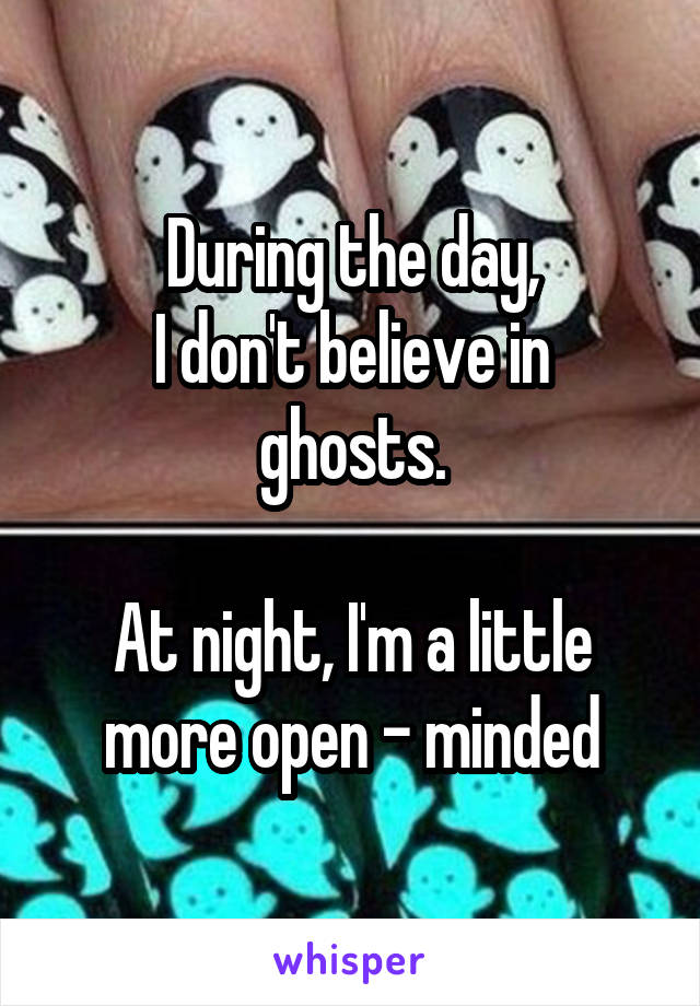 During the day,
I don't believe in ghosts.

At night, I'm a little more open - minded