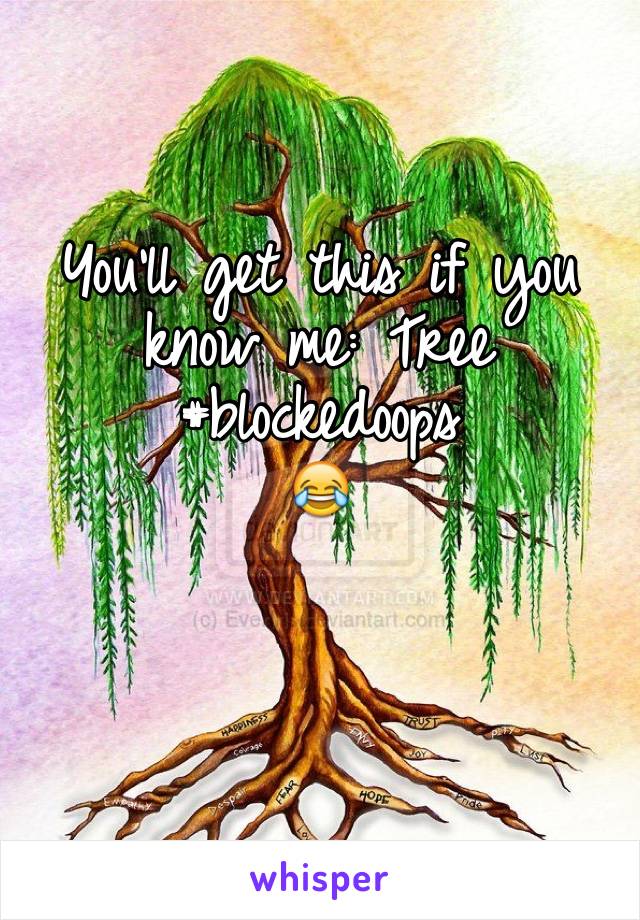 You'll get this if you know me: Tree
#blockedoops
😂

