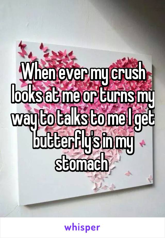 When ever my crush looks at me or turns my way to talks to me I get butterfly's in my stomach 