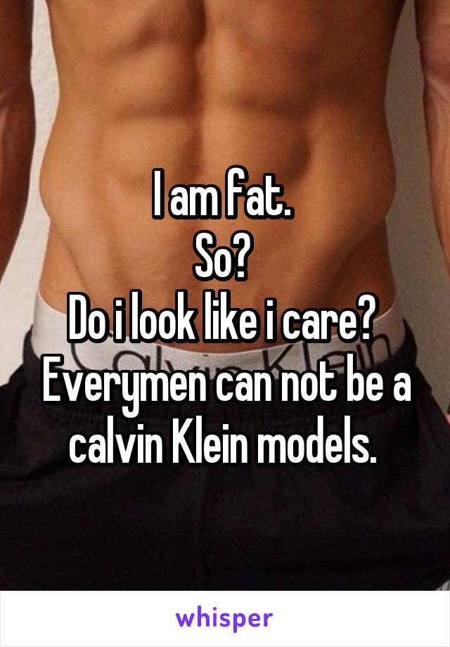 I am fat. 
So? 
Do i look like i care? 
Everymen can not be a calvin Klein models. 