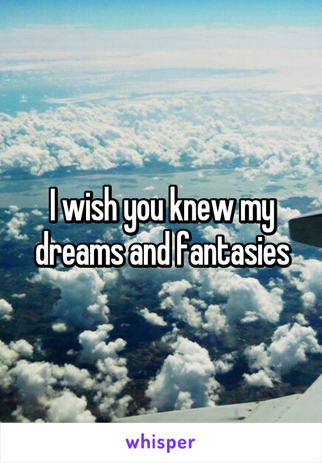 I wish you knew my dreams and fantasies