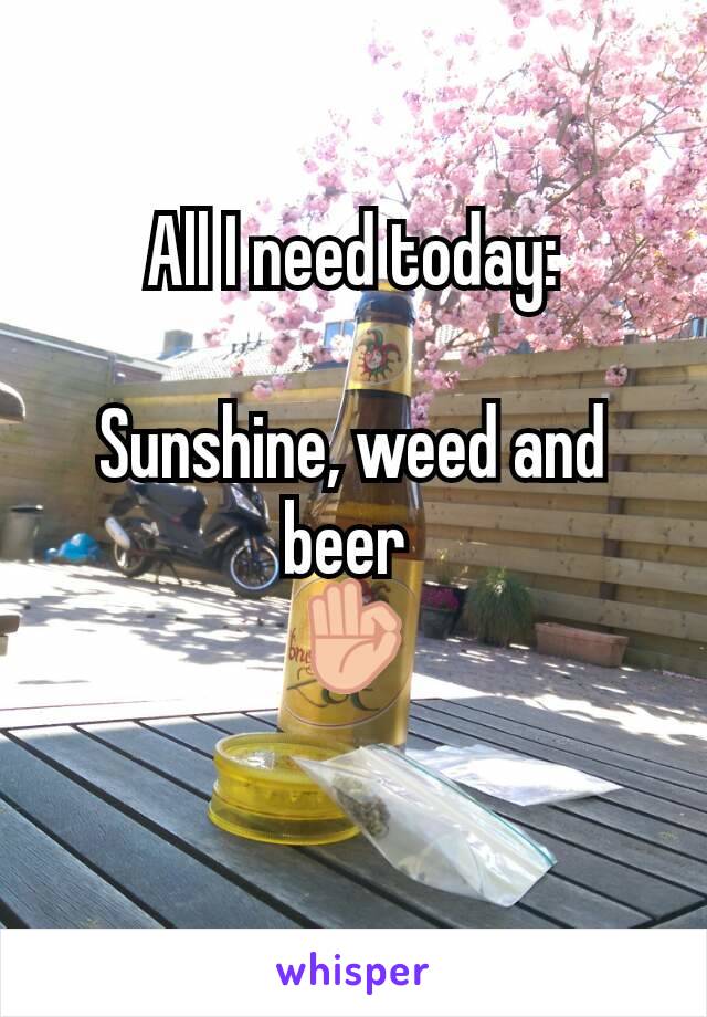 All I need today:

Sunshine, weed and beer 
👌