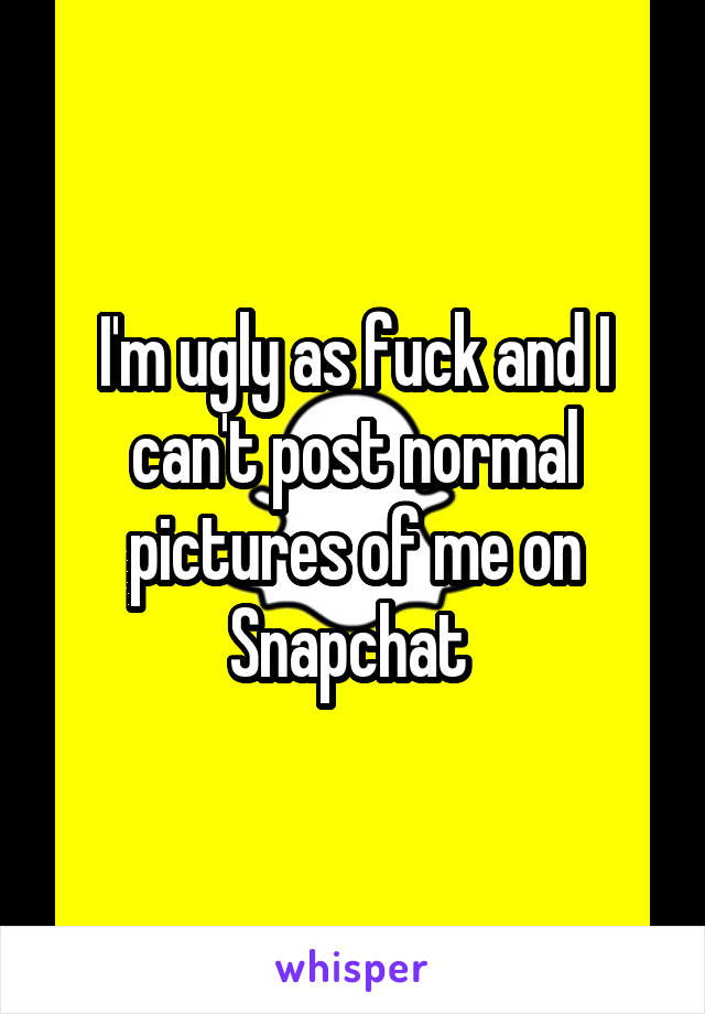 I'm ugly as fuck and I can't post normal pictures of me on Snapchat 