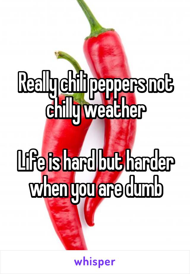 Really chili peppers not chilly weather

Life is hard but harder when you are dumb