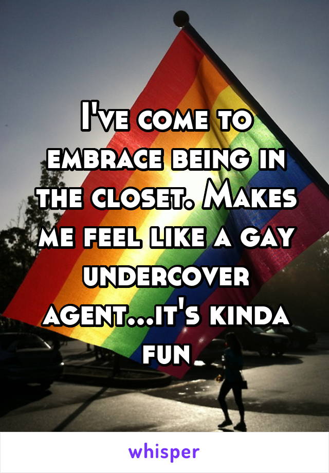 I've come to embrace being in the closet. Makes me feel like a gay undercover agent...it's kinda fun