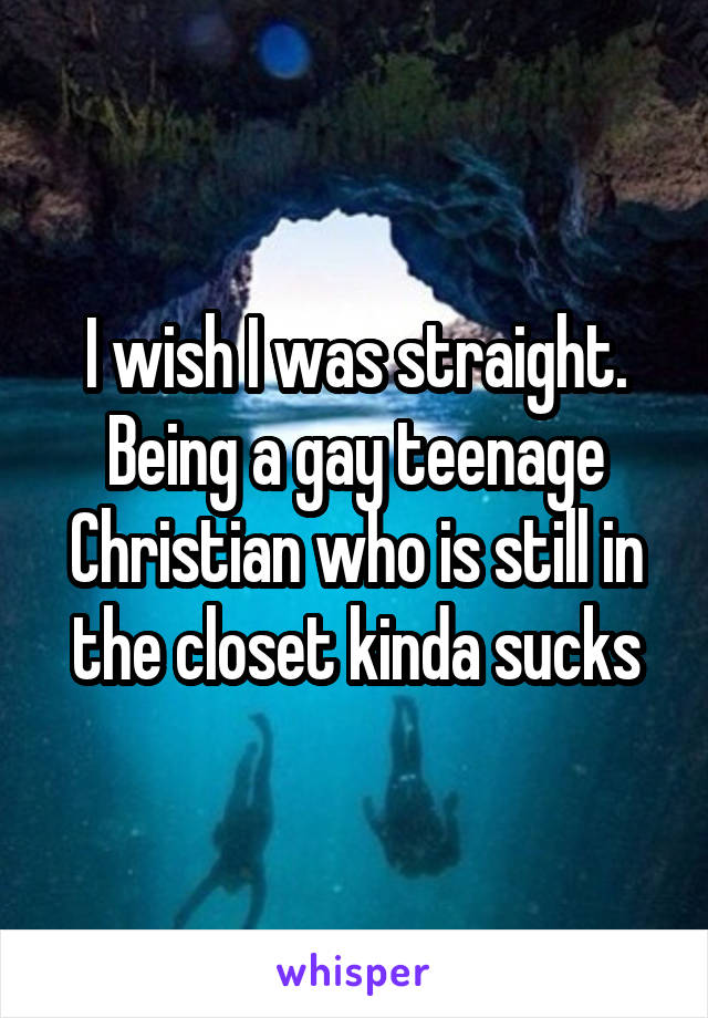 I wish I was straight. Being a gay teenage Christian who is still in the closet kinda sucks