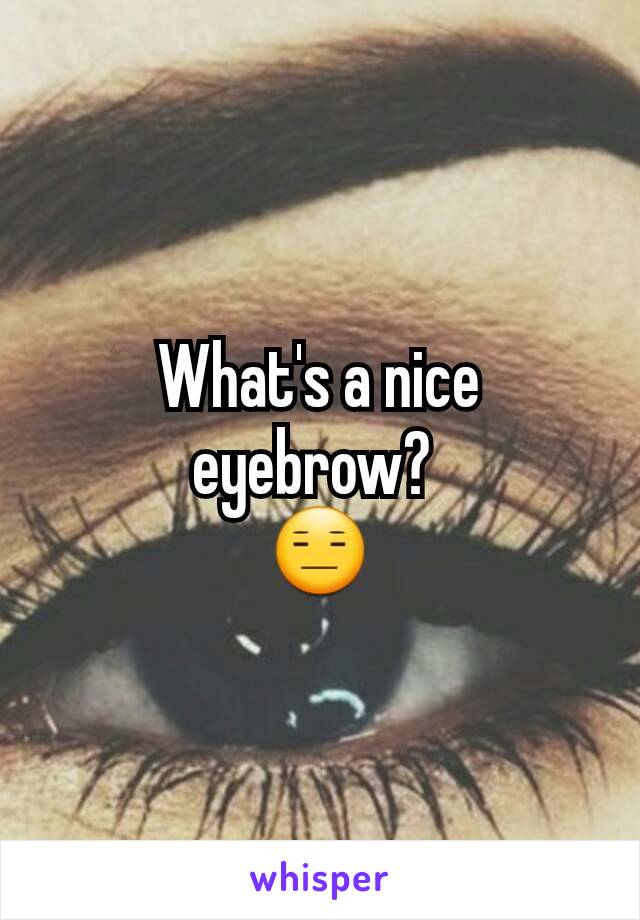 What's a nice eyebrow? 
😑