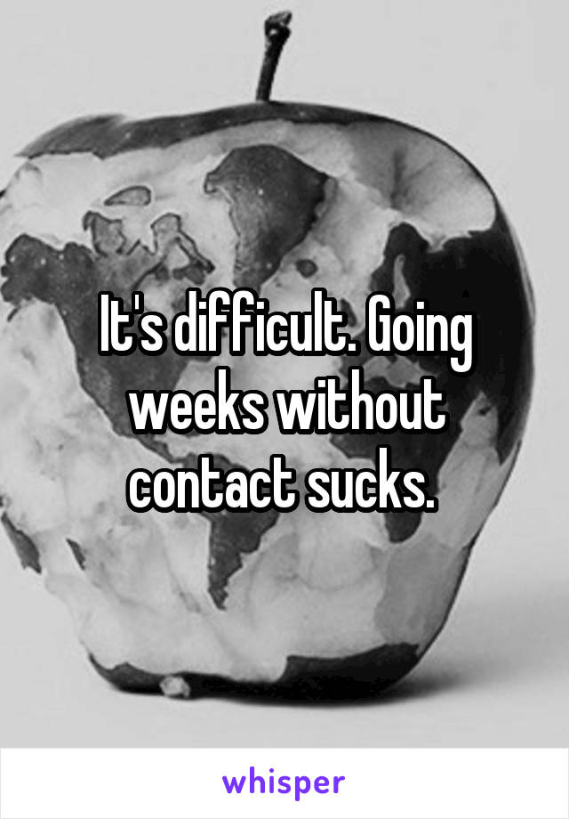 It's difficult. Going weeks without contact sucks. 