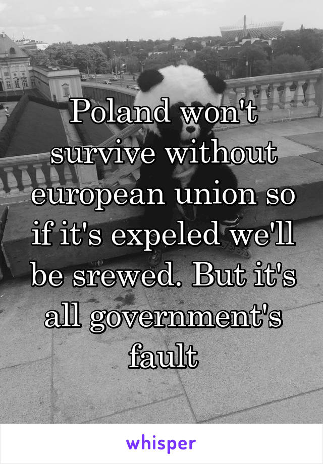 Poland won't survive without european union so if it's expeled we'll be srewed. But it's all government's fault