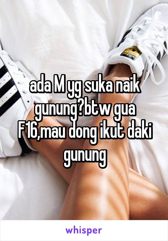 ada M yg suka naik gunung?btw gua F16,mau dong ikut daki gunung