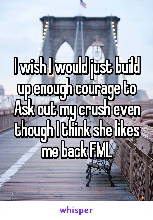 I wish I would just build up enough courage to
Ask out my crush even though I think she likes me back FML