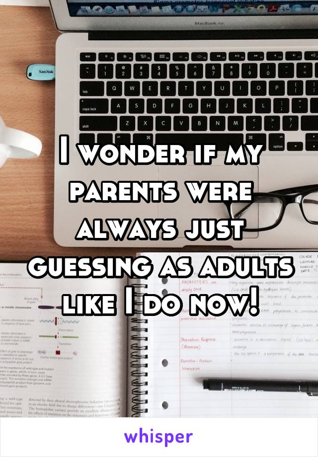 I wonder if my parents were always just guessing as adults like I do now!