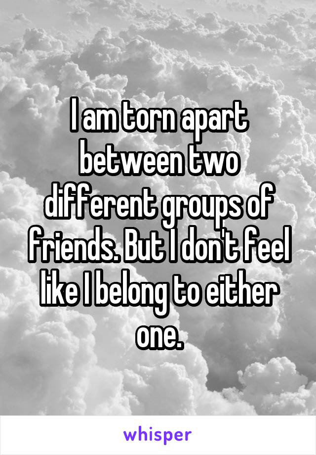 I am torn apart between two different groups of friends. But I don't feel like I belong to either one.