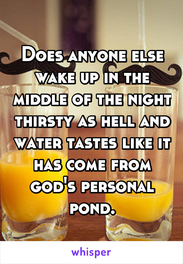 Does anyone else wake up in the middle of the night thirsty as hell and water tastes like it has come from god's personal pond.