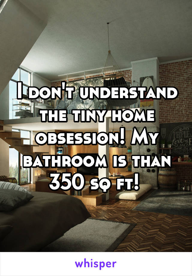 I don't understand the tiny home obsession! My bathroom is than 350 sq ft! 