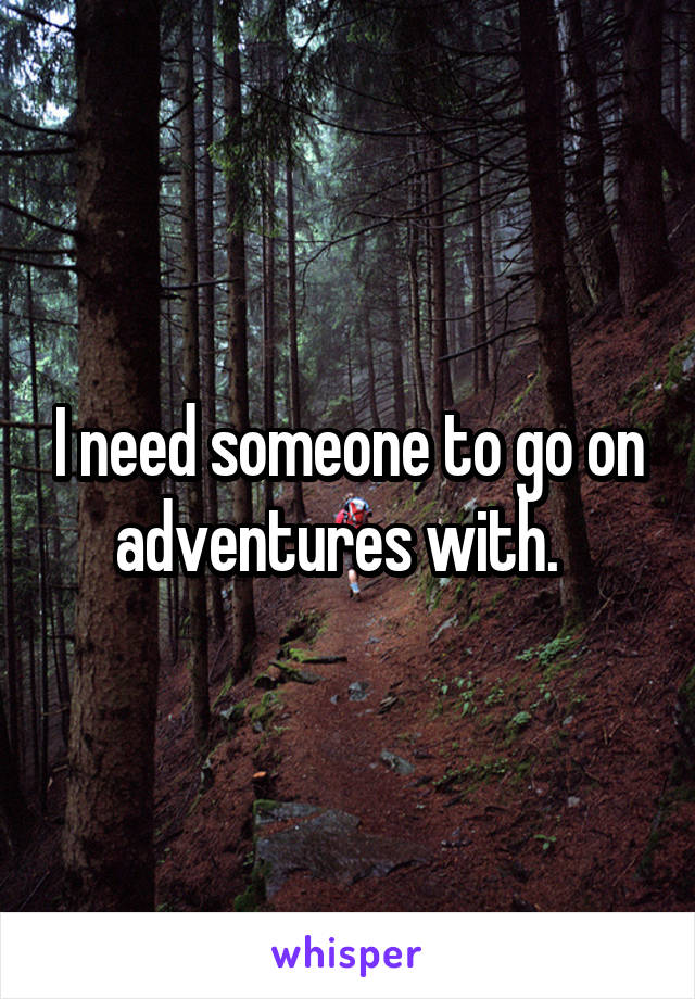 I need someone to go on adventures with.  