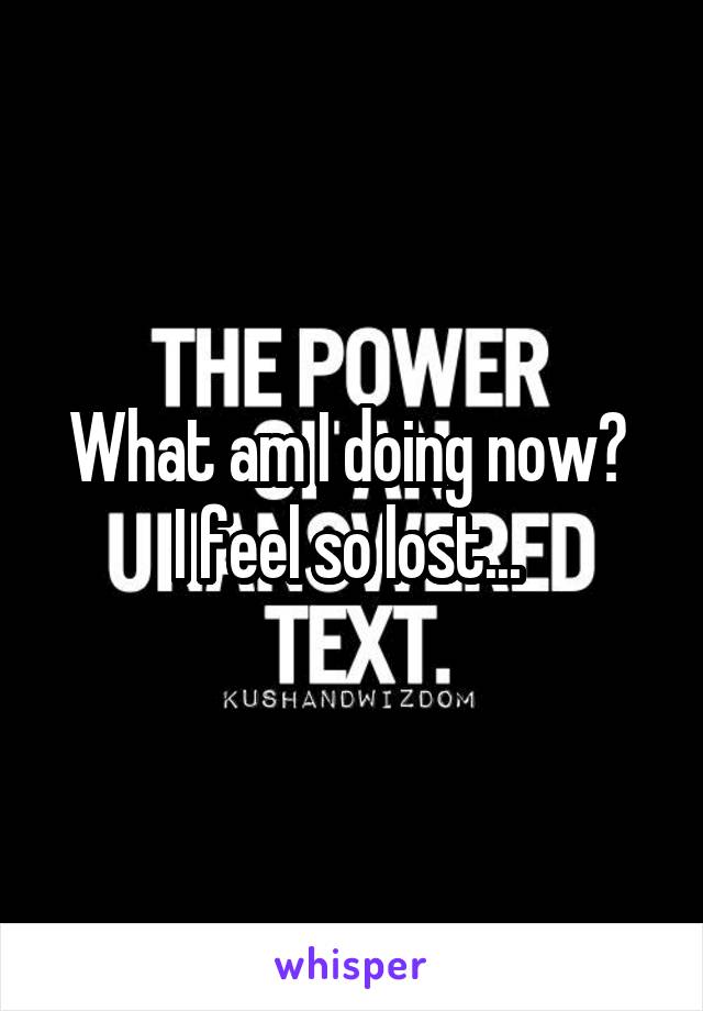 What am I doing now? 
I feel so lost... 