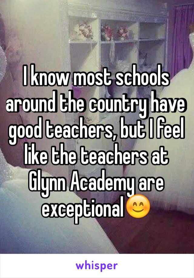 I know most schools around the country have good teachers, but I feel like the teachers at Glynn Academy are exceptional😊