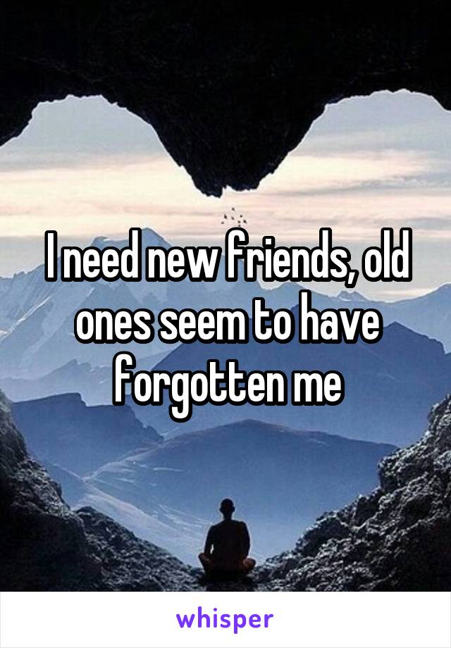 I need new friends, old ones seem to have forgotten me