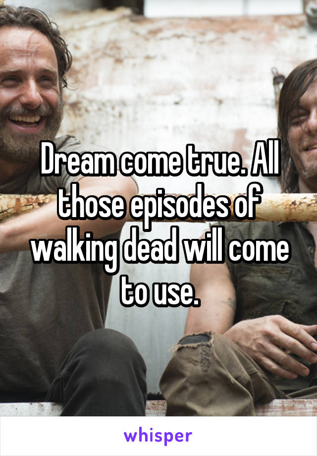 Dream come true. All those episodes of walking dead will come to use.