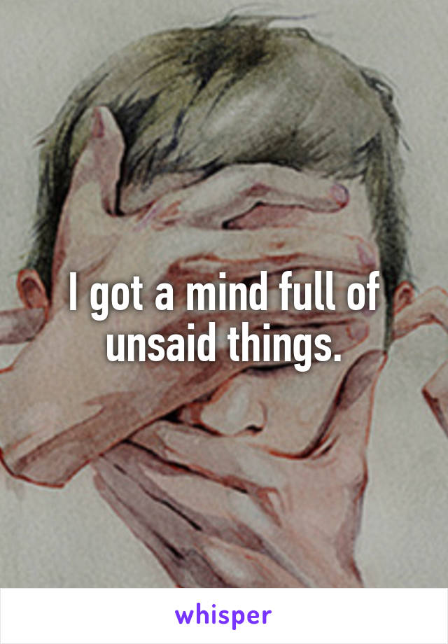 I got a mind full of unsaid things.