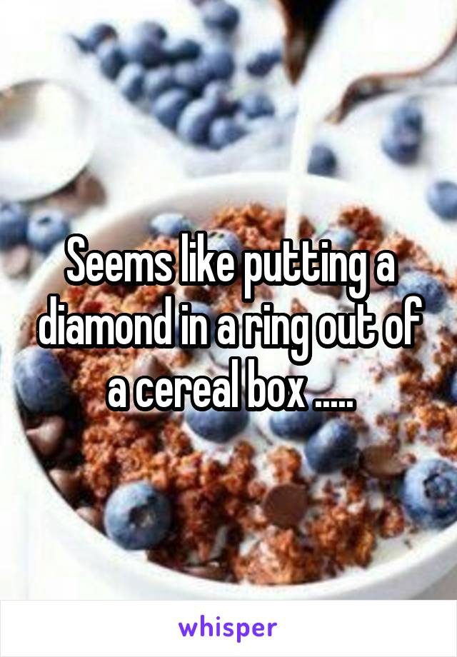 Seems like putting a diamond in a ring out of a cereal box .....