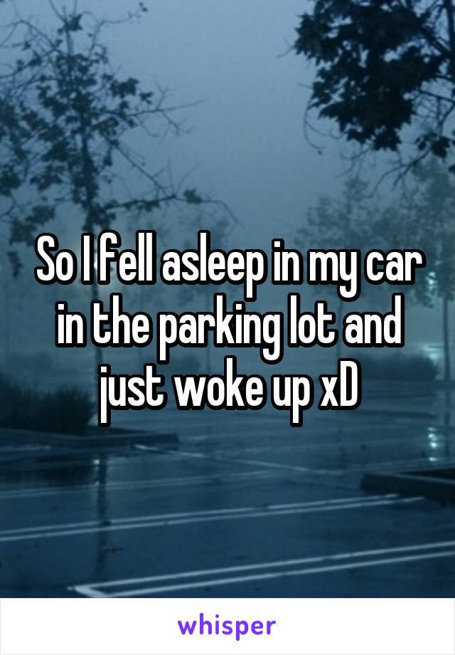 So I fell asleep in my car in the parking lot and just woke up xD