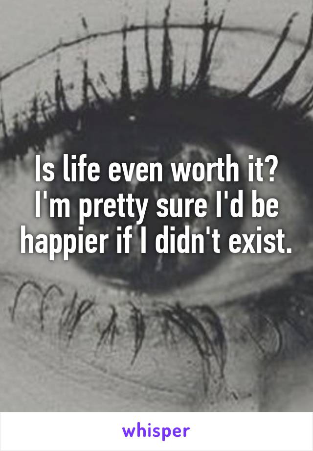 Is life even worth it? I'm pretty sure I'd be happier if I didn't exist. 