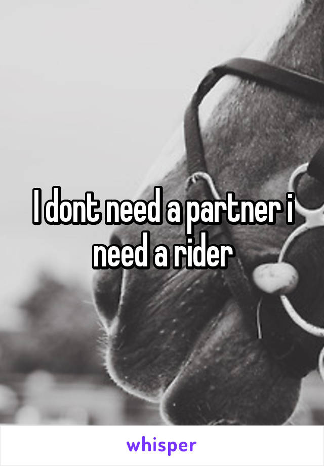 I dont need a partner i need a rider