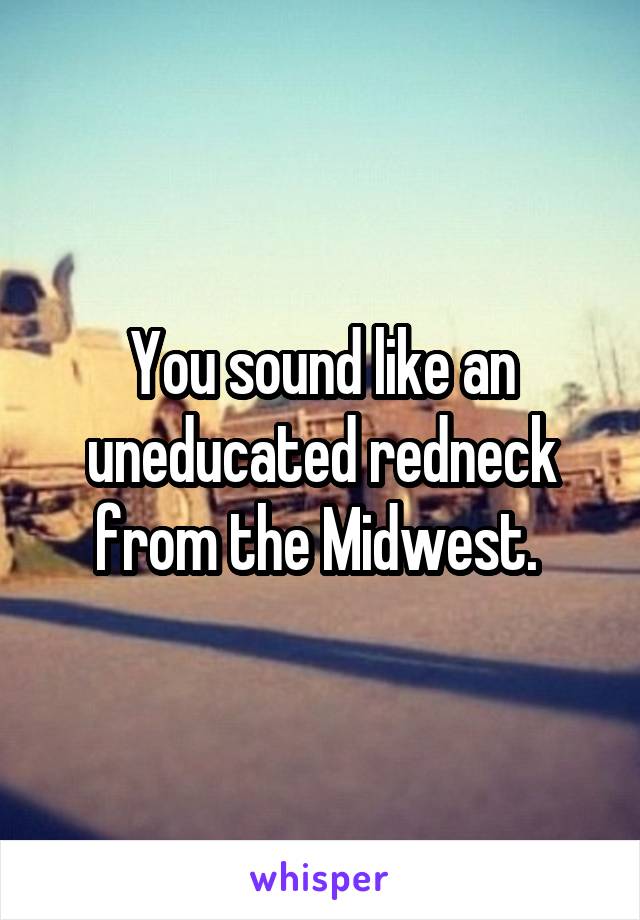 You sound like an uneducated redneck from the Midwest. 